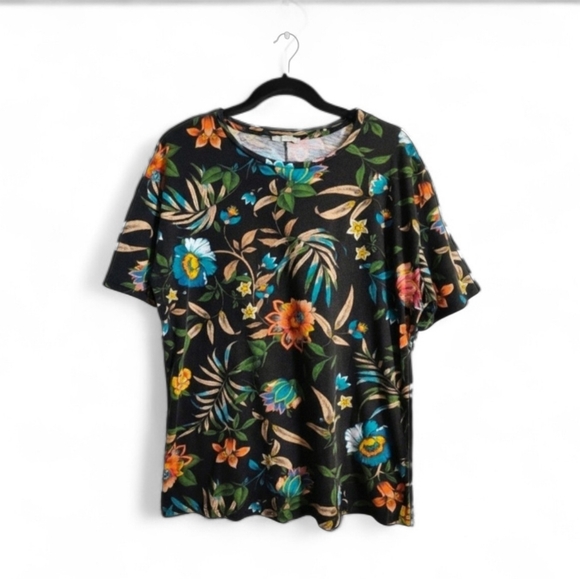 Zara Tops - Zara Trafaluc Black Floral Print Oversized Top Womens Size Small